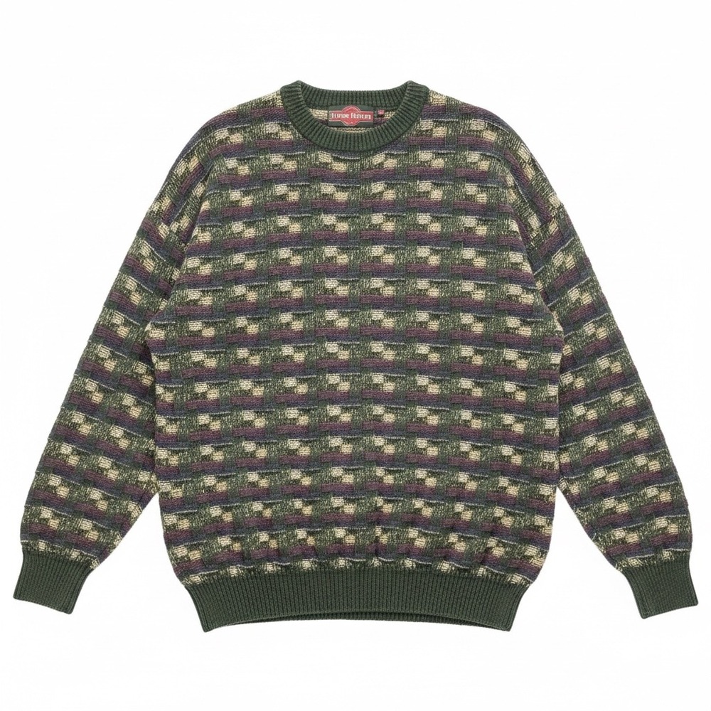 Stone Haven Mens Crewneck Knit Sweater Geometric Sz XL Grandpa Faded Vibes Retro